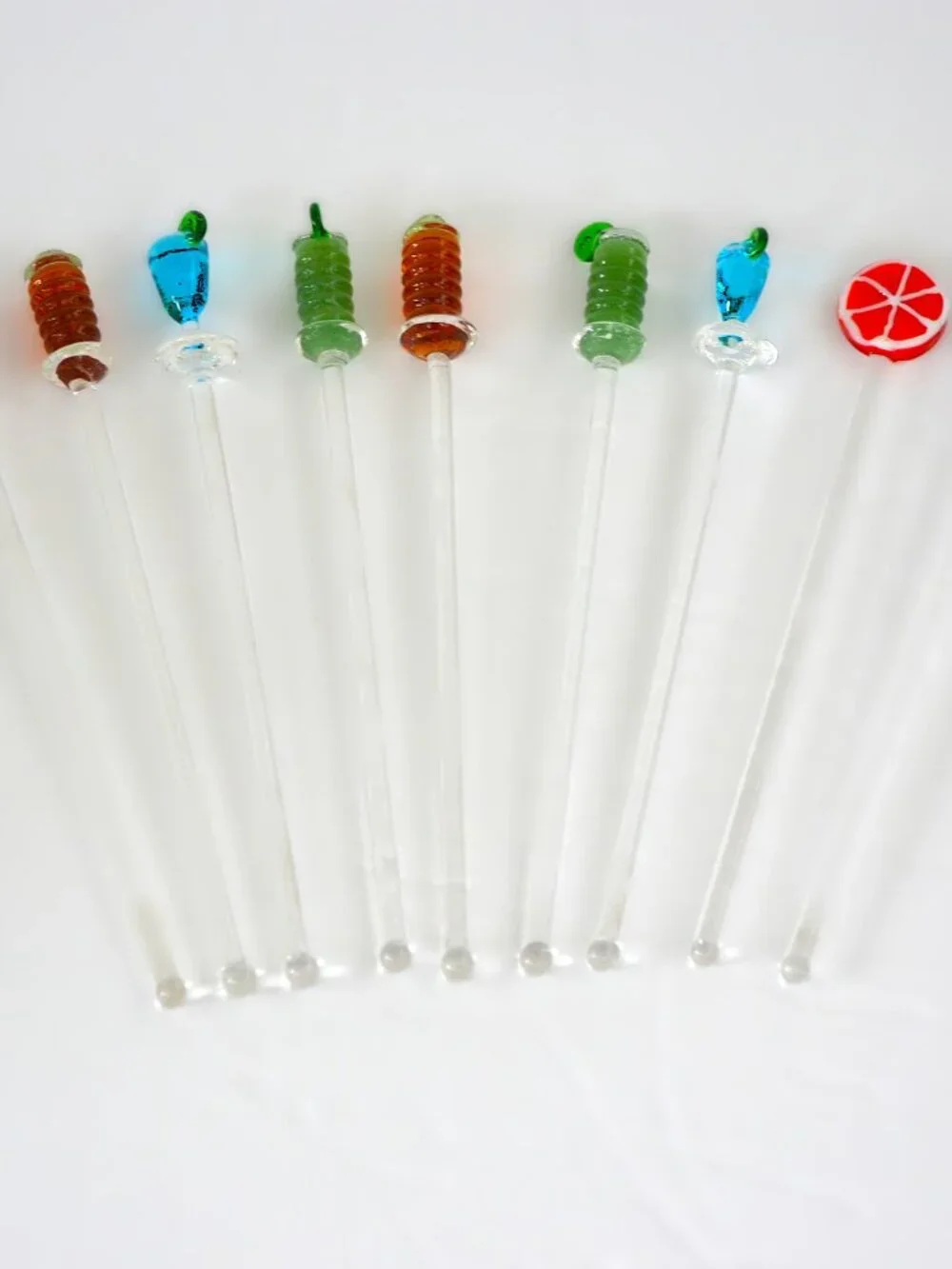 Glass Cocktail Stirrers Swizzlers Multicolor Barware